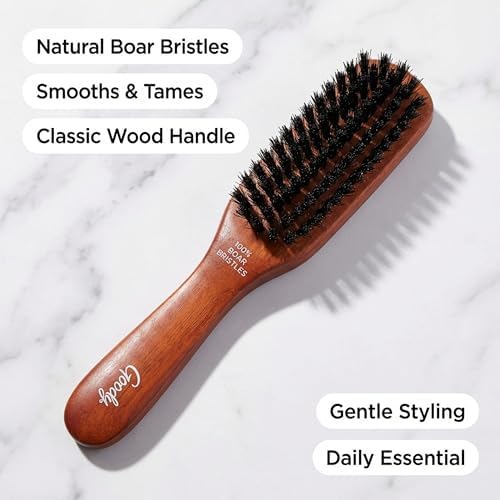Goody Smoothing Hairbrush with Natural Boar Bristles for Frizz Control, Flyaway Control, Smooth Shiny Finish, Wooden Styling Brush for All Hair Types - Image 6