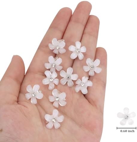 YISSION 20Pcs Mini White Rhinestone Flower Hair Clips, Decorative Wedding Bridal Hair Barrettes and Pins for Girls Women - Image 6
