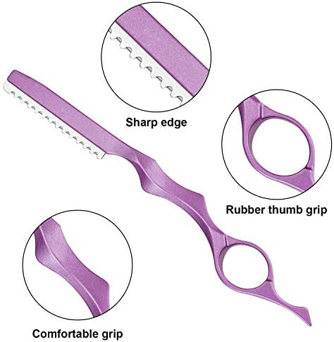 Mudder 12 Pieces Hair Razors for Cutting Hair 6.89 Inch Styling Thinning Razor Set, 2 Texturizing Cutting Tool Kit and 10 Stainless Steel Replacement Blades for Salon Home Women Men(Pink) - Image 3