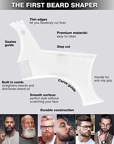 MIKEBE Beard Shaping & Styling Tool With Comb for Perfect line up & Edging For Men's Jaw Cheek/Neck Line, Symmetric/Curve/Step Cut Works with Any Beard Razor Electric Trimmers or Clippers - Image 2