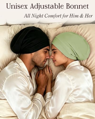 HFRHTGY Adjustable Satin Silk Hair Bonnet for Sleeping Men Women - Image 4