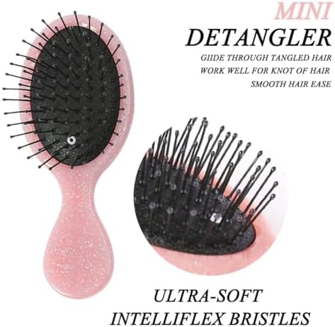 Toddler Detangler Pink Hair Brush Travel Detangling Brushes Women Valentines Day Best Gift Small For Baby Kids Pocket hairbrush Pro, for Curly Wet Dry Tangle Brus - Image 4