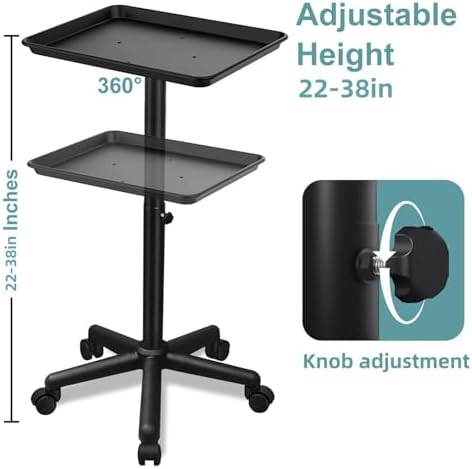 Salon Tray on Wheels, Salon Rolling Tary easy to install Black - Image 3
