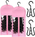 2PCS Wig Holder Wig Storage Portable Wig Bags Storage with Hanger Hair Extension Holder for Styling Wig Storage Bags Wig Organizer for Multiple Wigs Stand Hair Extensions, Wigs & Accessories (Pink) by AIHOPESTO