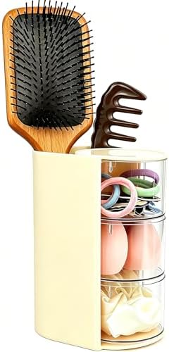 Hair Accessories Hair Ties Organizer with Hair Brush Holder - Cream by NeatHouse