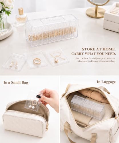 HOMEHIVE Acrylic Jewelry Box Organizer, Clear Jewelry Organizer and Storage with 20 Portable Anti Tarnish Jewelry bags, Travel Jewelry Case for Earrings/Rings/Necklaces Gifts for Women Girls, Clear - Image 6