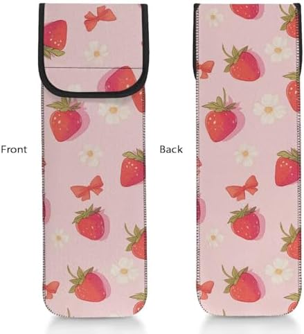 Universal Curling Iron Travel Case, Canvas Heat-Resistant Curling & Flat Iron Holder Travel Case, Hot Curling Iron Holder for Hair Tools Travel Bag or Daily Use Strawberry - Image 2