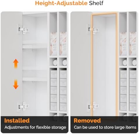 OmySalon Wall Mounted Salon Station, Cabinet with Hair Color Rack, Salon Color Rack Organizer with Adjustable Shelves, Barber Hair Dye Display for Hair Stylist, White - Image 5