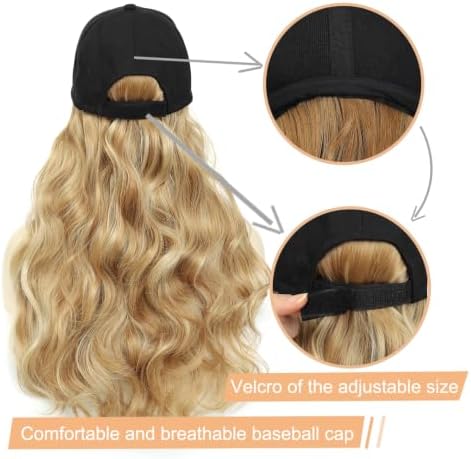 Hat Wig Baseball Cap Hat with Long Wavy Wig Layered Highlights Blonde Hair - Image 4