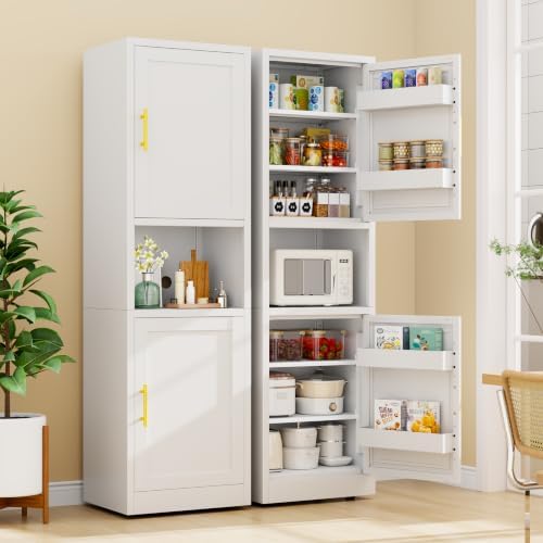 67" Freestanding Metal Pantry Cabinet, Tall Kitchen Food Storage Cupboard - Image 2