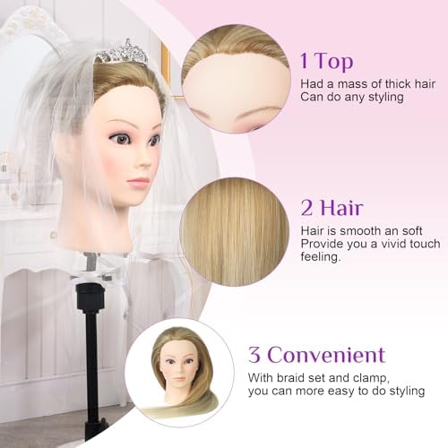 28" Mannequin Head with Hair with Tripod Stand - Image 6