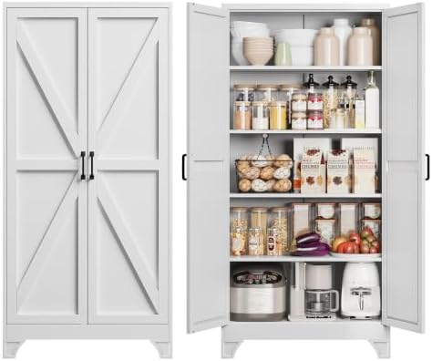 Yizosh Metal Storage Cabinet with Doors and 4 Adjustable Shelves by Yizosh