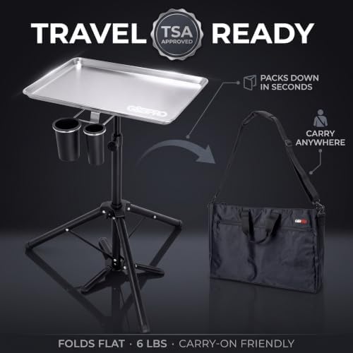 G&BPRO PRO Ready Tray, Portable Barber Tray with Adjustable Tripod Base for Barbers, Hairstylists & Makeup Artists, Professional Salon Tool Organizer with Carry Bag (Silver) - Image 7