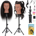 Human Hair Mannequin Head with Stand, 100% Real Hair by Demides