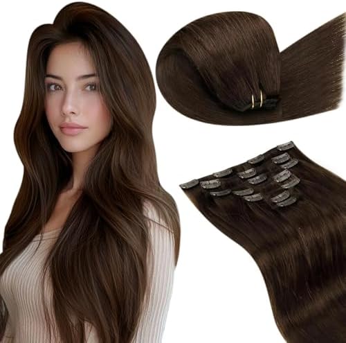 LaaVoo Clip In Hair Extensions Real Human Hair Silky Straight 14 Inch by LaaVoo