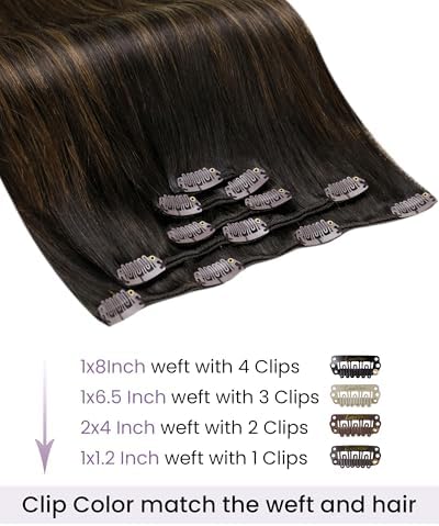 LaaVoo Clip in Hair Extensions Real Human Hair 14in Silky Smooth - Image 2