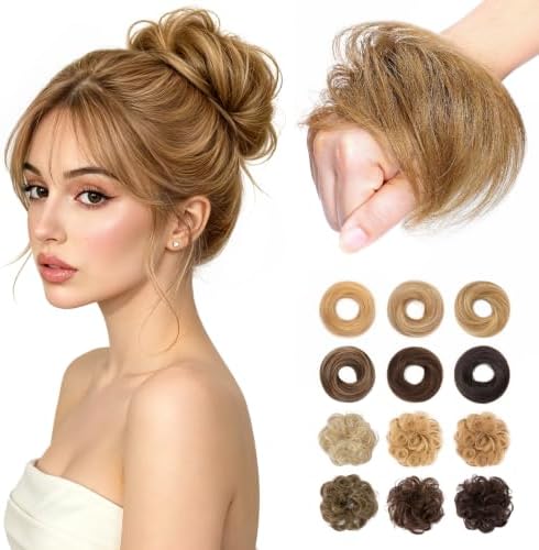Messy Bun Hair Pieces Human Hair, Straight #12 Golden Brown by SLEEKALON