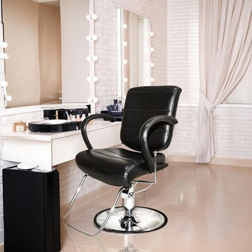 Chromium Kyler Hydraulic Salon Chair, 360-Degree Swivel Reclining, Black - Image 2
