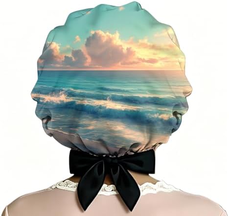 Satin Hair Braid Bonnet for Sleeping Double Layer Tie Band Elastic Wide Soft Silk Lined Nightcap Women Girls Cute by Cabreche