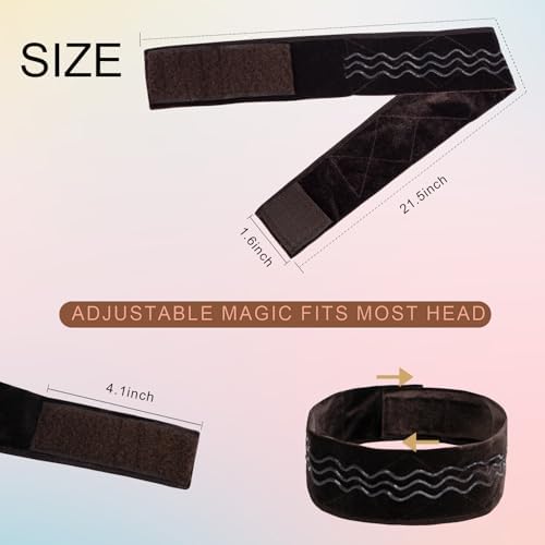 Wig Grip Band Flexible Velvet Scarf Adjustable Comfort Band Headband Wig Comfort Non-Slip Adjustable Fasten Wig Bands with Wavy Silicone (Dark Brown) - Image 3