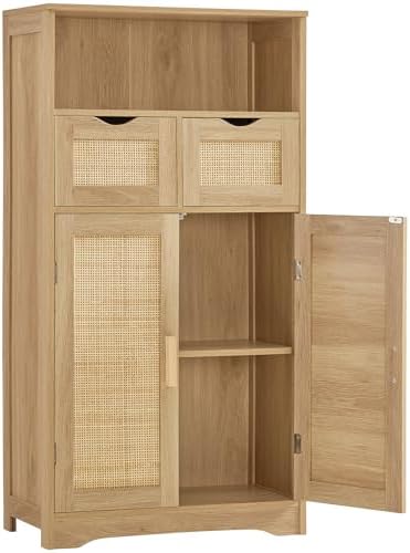 Iwell Bathroom Storage Cabinet with 2 Drawers, Small Kitchen Pantry Cabinet by IWELL