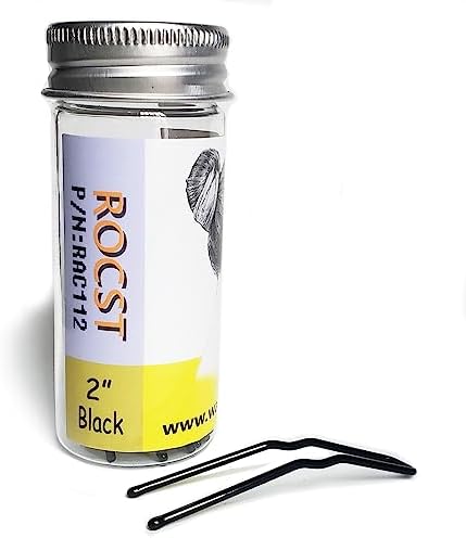 U Shaped Hair Pins for Buns, Bobby Pins for Women, Strong Thick Ballet Bun Hair Pins, Spring Steel Hair Styling Pins for Long Thick Hair, Dance, Updos and Bridal Hair, 12 Count 2 inch, Black by ROCST
