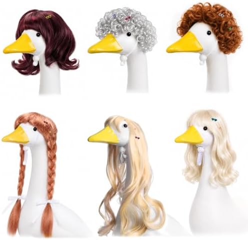 4Pcs Porch Goose Wigs Set Porch Goose Outfits Accessories for Outdoor Statue Accessories Garden Patio Yard Goosey Decoration (6PCS Wigs-A) by Unknown