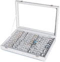 Frebeauty 100 Slots Ring Organizer Tray,Velvet Ring Box with Clear Lid by Frebeauty