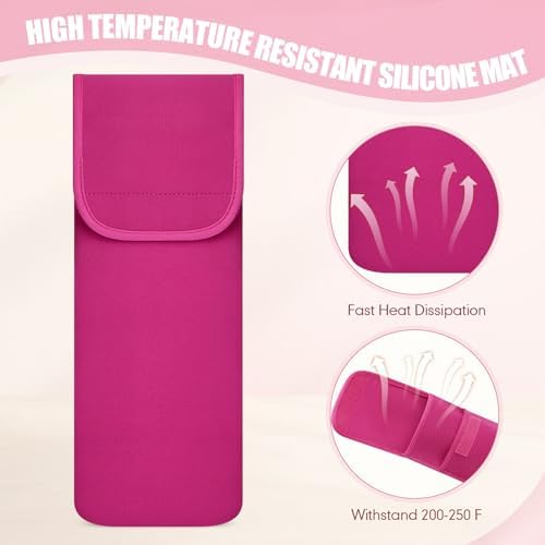 Shappy 2 Pieces Curling Iron Travel Bag Hair Tools Organizer Bag Heat-resistant Storage Pouch Case for Flat Irons Styling Tools Straightener(Black, Rose Red) - Image 4