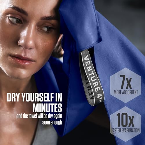 VENTURE 4TH Quick Dry Microfiber Towel for Camping & Gym - Navy Blue Large - Image 4