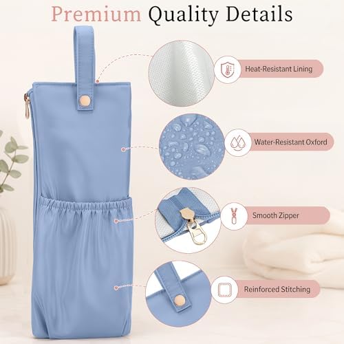 Hot Hair Tools Travel Bag with Heat Resistant Mat, 2-in-1 Hot Tools Organizer for Curling Iron, Flat Iron, Portable Travel Holder & Mat for Women (Blue) - Image 6