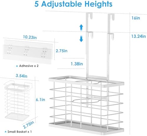 Agotglmi Hair Tool Organizer, Dryer Holder, 3 in 1 Blow Bathroom Organizer Wall Mounted/Cabinet Door for Flat Iron, Curling Straightener, Care & Styling Tools Storage Basket (White) - Image 6