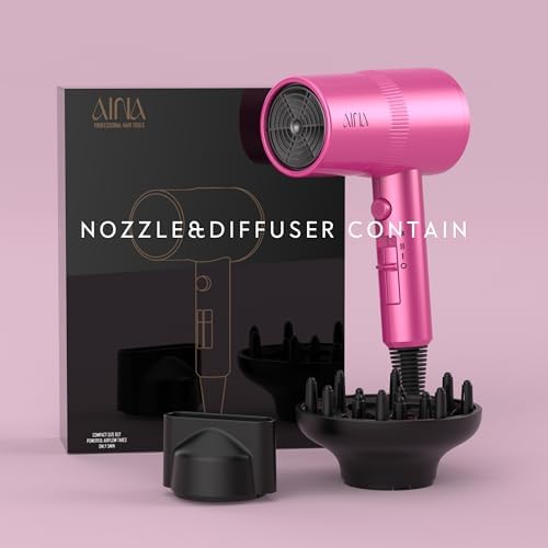 AINA Diffuser Hair Dryer Full-Featured Blow Dryer 110V/1600W(Neon Pink) - Image 5