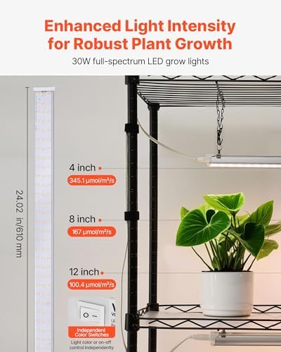 VEVOR Plant Shelf with Grow Light, 4-Tier Indoor Plant Stand, 59in Tall Plants Display Rack with Wheels, 90W 3-Color Full Spectrum Grow Lights, Heavy Duty Metal Flower Pot Holder for Seed Starting - Image 3