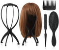 ProSuites 2 Pack Wig Head Stand with 3 PCS Wig Brush Comb, Travel Wig Holder Comb Set for Women Multiple Wigs by ProSuites