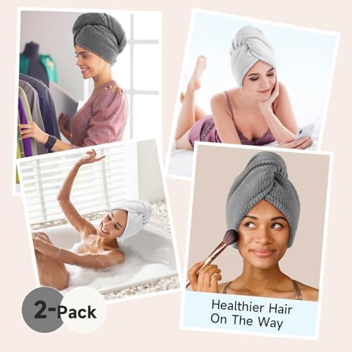 Umisleep 2 Pack Microfiber Hair Towel Wrap for Women Kids, 400 GSM Thicker - Image 7