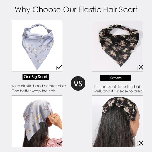 Vercret Hair Scarf Headband for Women,Boho Bandana Pretied Elastic Kerchief - Image 4