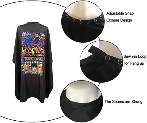 Barber Cape for Men, PELOCAPA Hair Cutting Cape with Metal Snap Closures, Professional Salon Cape, Large Waterproof Hairdressing Cape for Hairstylist- 63”× 56”(Graffiti Style) - Image 4