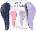 Crave Naturals Glide Thru Detangling Brush for Adults and Kids - Detangler Brush for Curly or Straight, Wet or Dry Hair - Gentle on Tangles Hair Comb - 7.5x3-Inch, Pink and Purple (Pack of 2) by CraveNaturalsDetanglingBrush