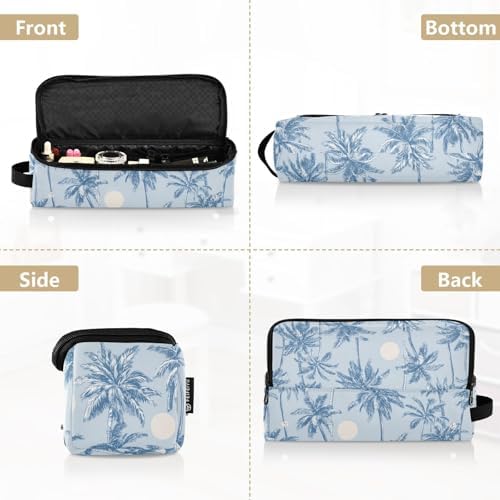 Hair Tools Travel Bag with Heat Resistant Mat Detachable 2-in-1 Curling Iron Travel Case Hot Tools Organizer for Straightener Flat Iron Light Blue Palm Trees and Sun - Image 5
