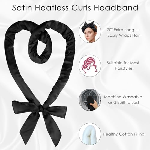 weiwei Satin Heatless Curlers Hair Curler, No Heat Curls Overnight Hair Curlers to Sleep In Overnight Curls Headband, 70" Hair Curlers No Heat, 9 Pcs Satin Heatless Curling Set for Women Long Hair - Image 4