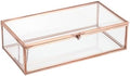 Hipiwe Glass Keepsakes Display Box Jewelry Organizer Box with Lid Decorative Glass Box Clear Rectangle Storage Box for Trinket Perfume Collection Gift for Birthday Anniversaries,Rose Gold Large by Hipiwe