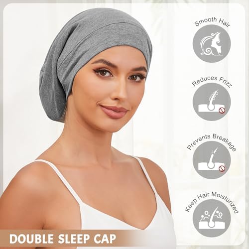DEMAZALO 3Pcs Silk Satin Bonnet for Sleeping Hair Bonnet for Women Men - Image 3