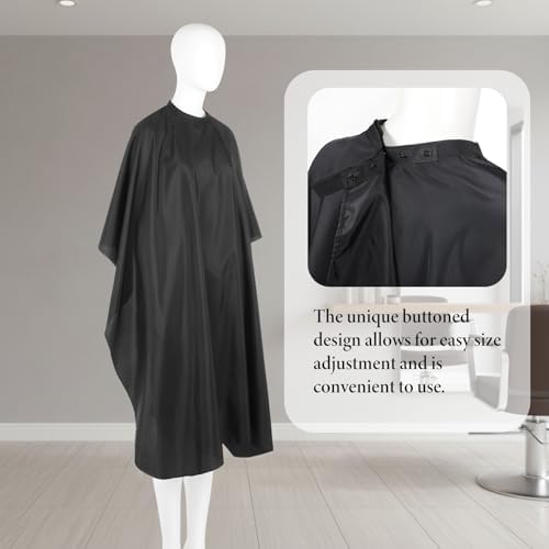 5 Pcs Black Hair Salon Capes, Professional Barber Cape, Waterproof Hair Cutting Cape with Snap Closure, Waterproof Salon Capes for Haircutting, Styling, Dyeing - Image 4