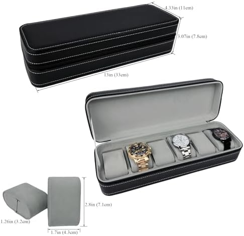 Travel Watch Case 6 Slots Watches Box Storage Holder for Men Women - Image 3