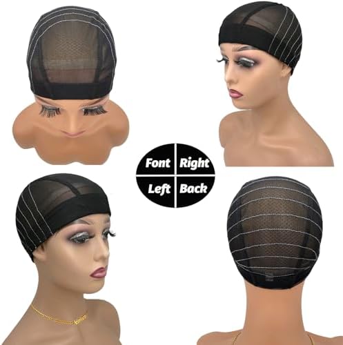 Wig Cap with Guideline Map for Wig Making, Stretchable Mesh Dome Caps with 1 Elastic Band and 4 Combs for Beginners Sewing Wig (Small: 19"-20", 6 * 6 Closure) - Image 2