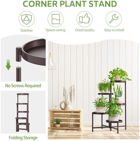 5 Tier Large Plant Stand Indoor Outdoor, 10 Inch Tray, Bronze - Image 5