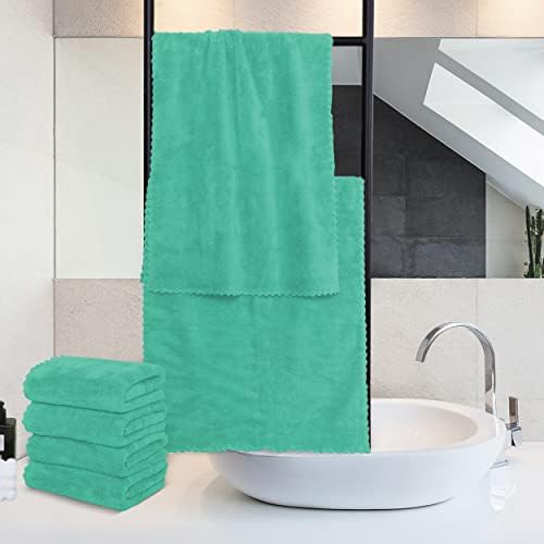 MOONQUEEN 18 Pack Premium Hand Towels - Quick Drying - Microfiber Coral Velvet Highly Absorbent Towels - Multipurpose Use as Hotel, Bathroom, Shower, Spa, Hand Towel 16 x 28 inches (Aqua Green) - Image 3