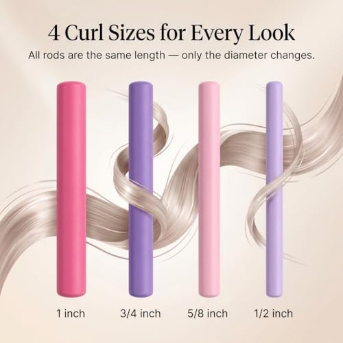 My Beauty Spot Flexi Rods Foam Hair Rollers 3/4" 5/8" and 1" Diameter Professional Salon Quality 12 Pcs Rubber Hair Rollers for Long, Medium and Short Hair (Purple/Pink) - Image 7