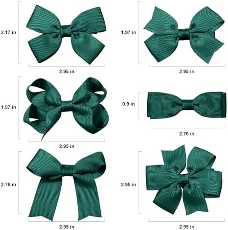 Christmas Dark Green Bows for Girls,12Pcs 3-inch Hand-Made Grosgrain Ribbon Hair Bows Alligator Clips for Teens Toddlers Kids Women Xmas Holiday Party Dress Decoration Accessories - Image 6